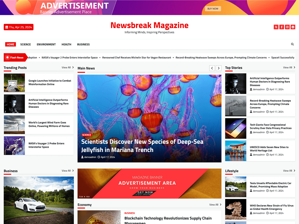 Newsbreak Magazine theme screenshot