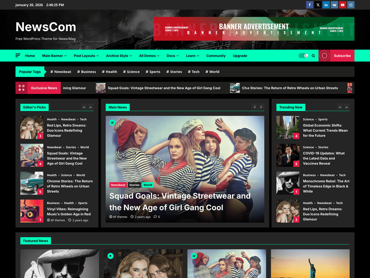 NewsCom theme screenshot