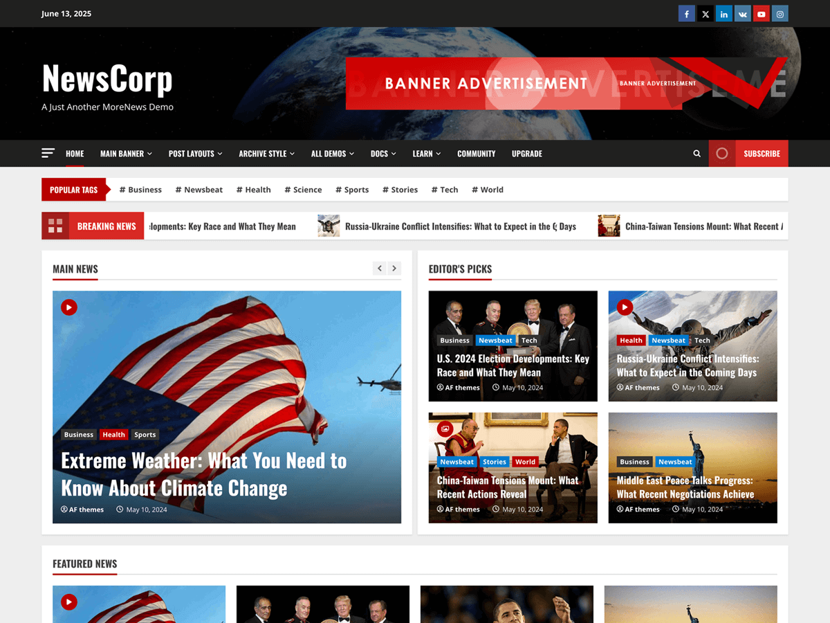 NewsCorp theme screenshot