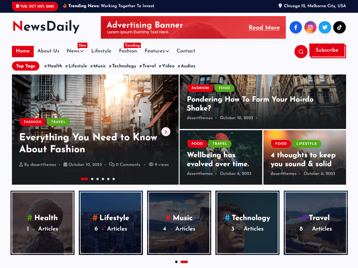 NewsDaily theme screenshot