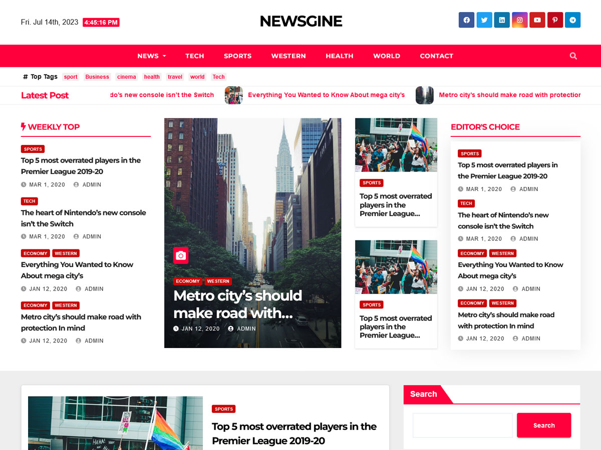 Newsgine theme screenshot