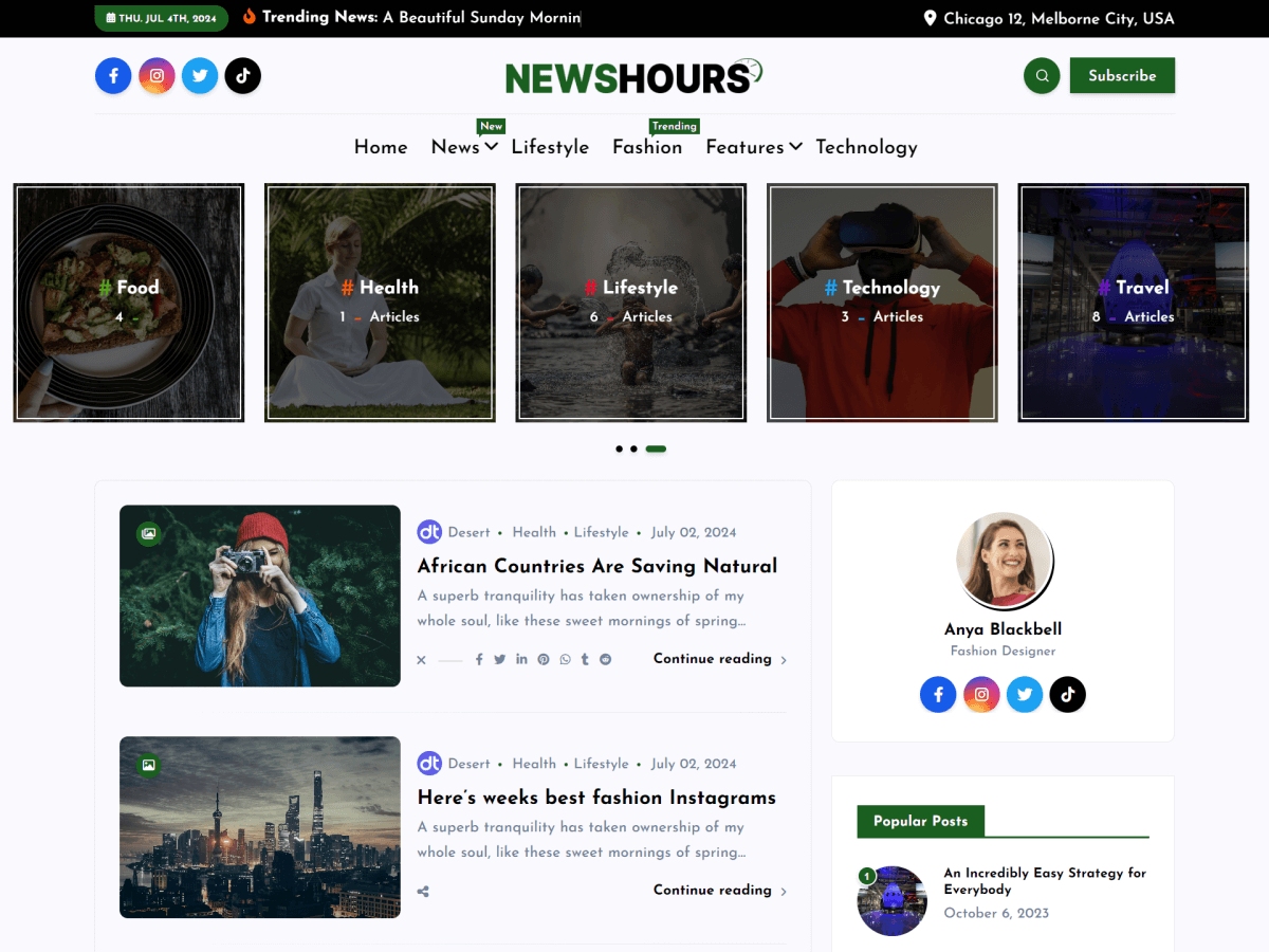 NewsHours theme screenshot