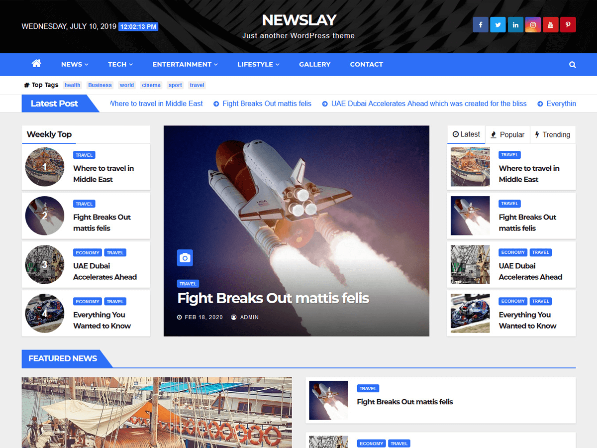 Newslay theme screenshot