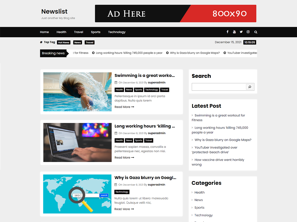 Newslist theme screenshot