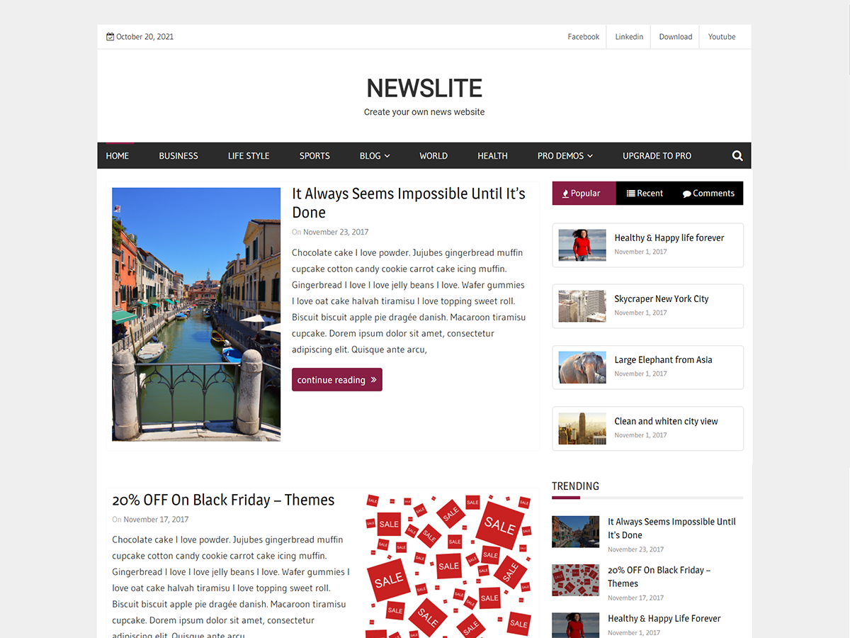 Newslite theme screenshot