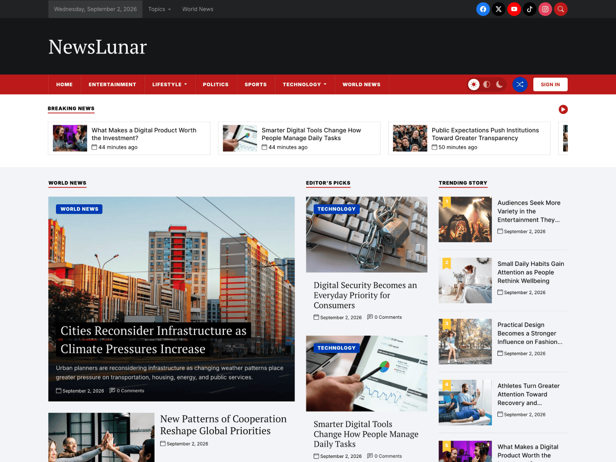 NewsLunar theme screenshot