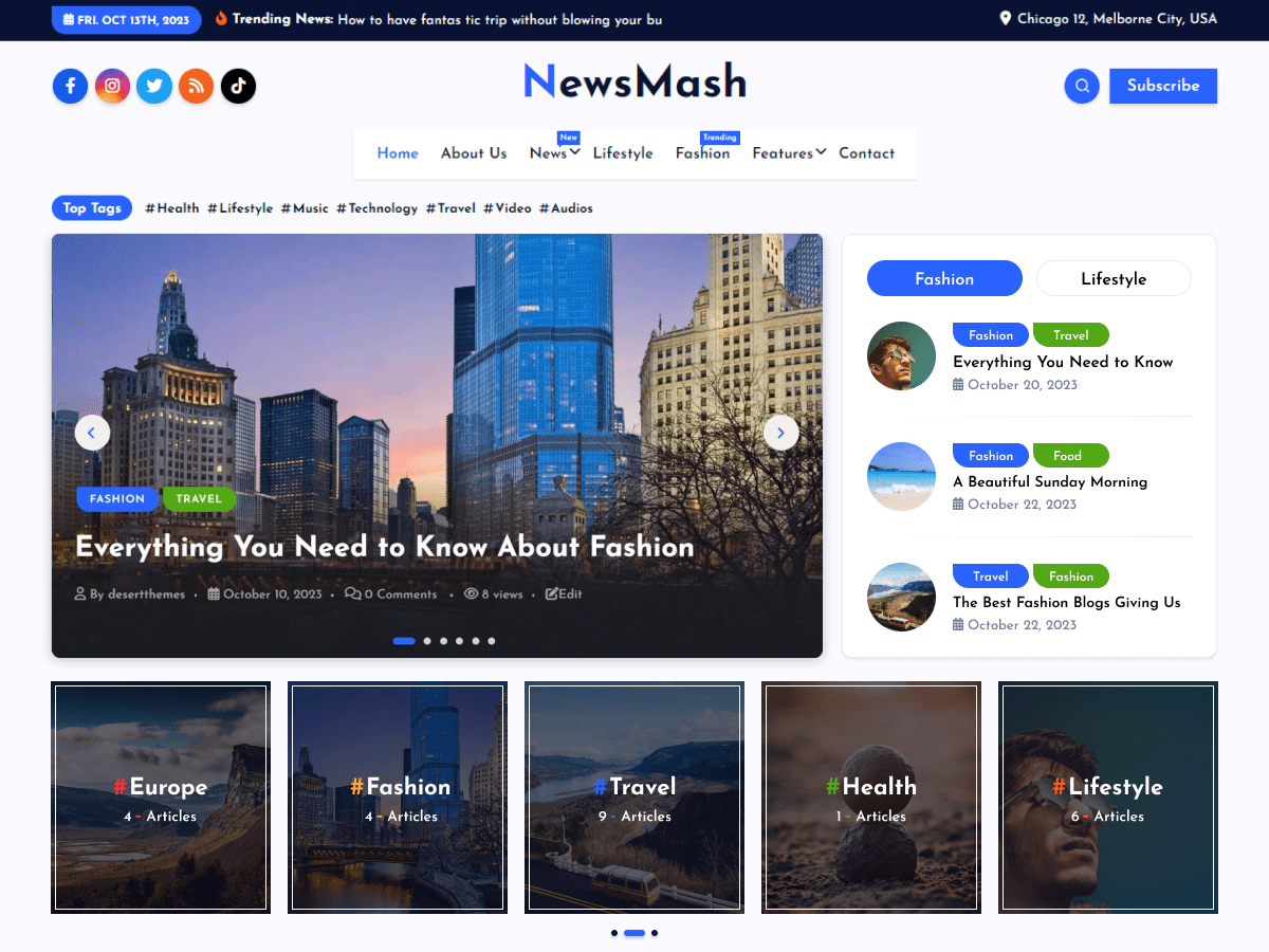 NewsMash theme screenshot