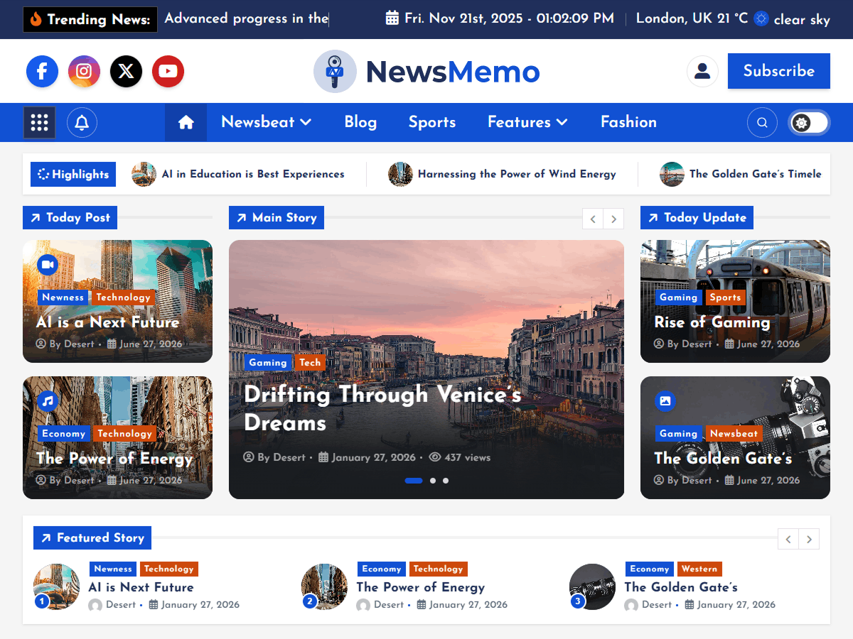 NewsMemo theme screenshot