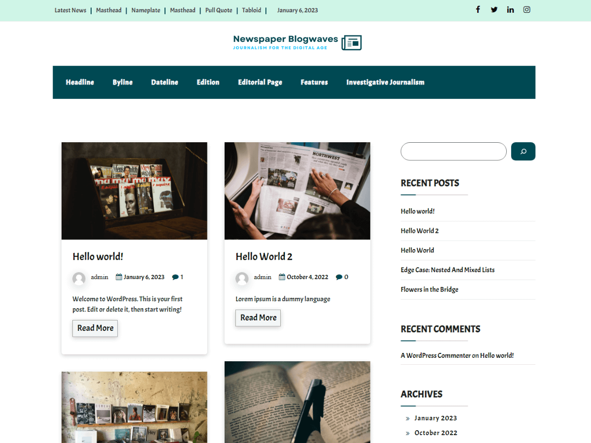 Newspaper Blogwaves theme screenshot