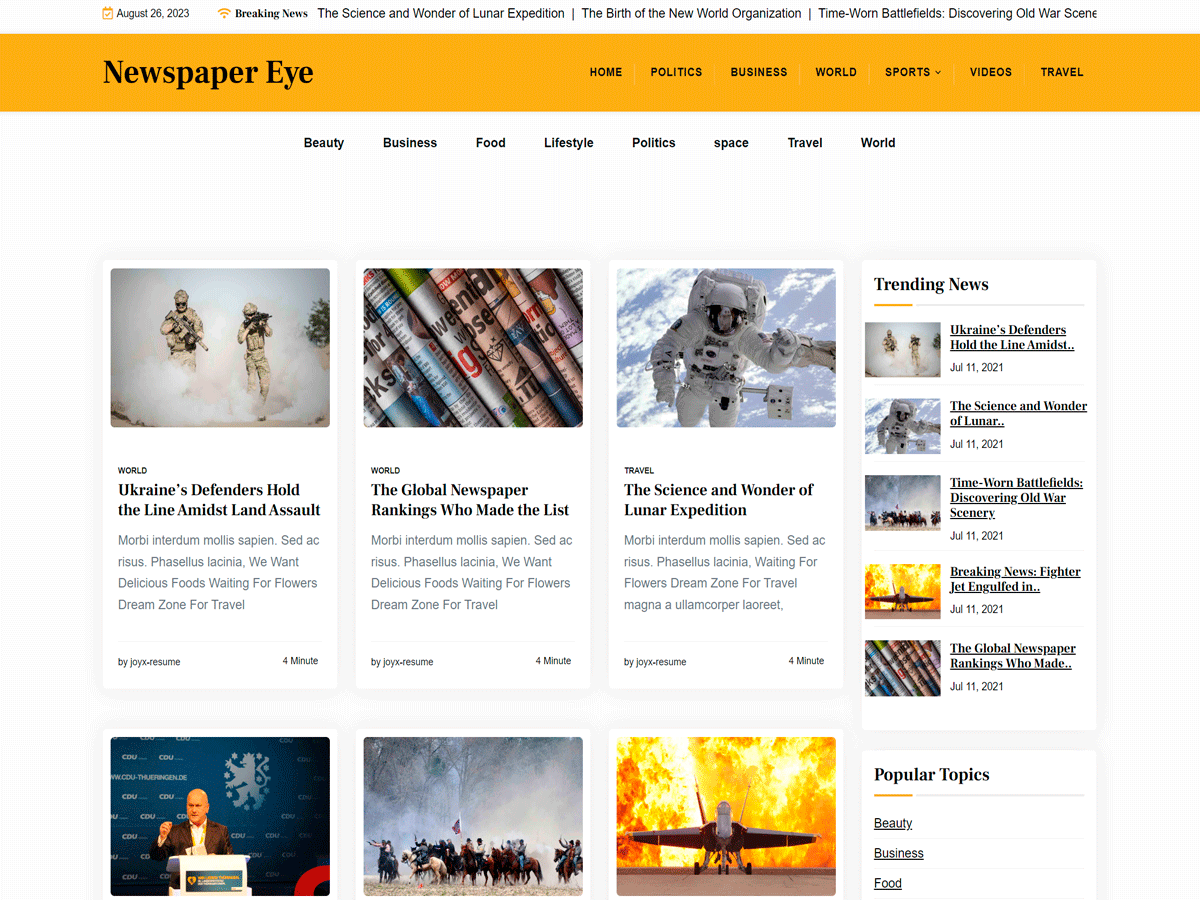 Newspaper Eye theme screenshot