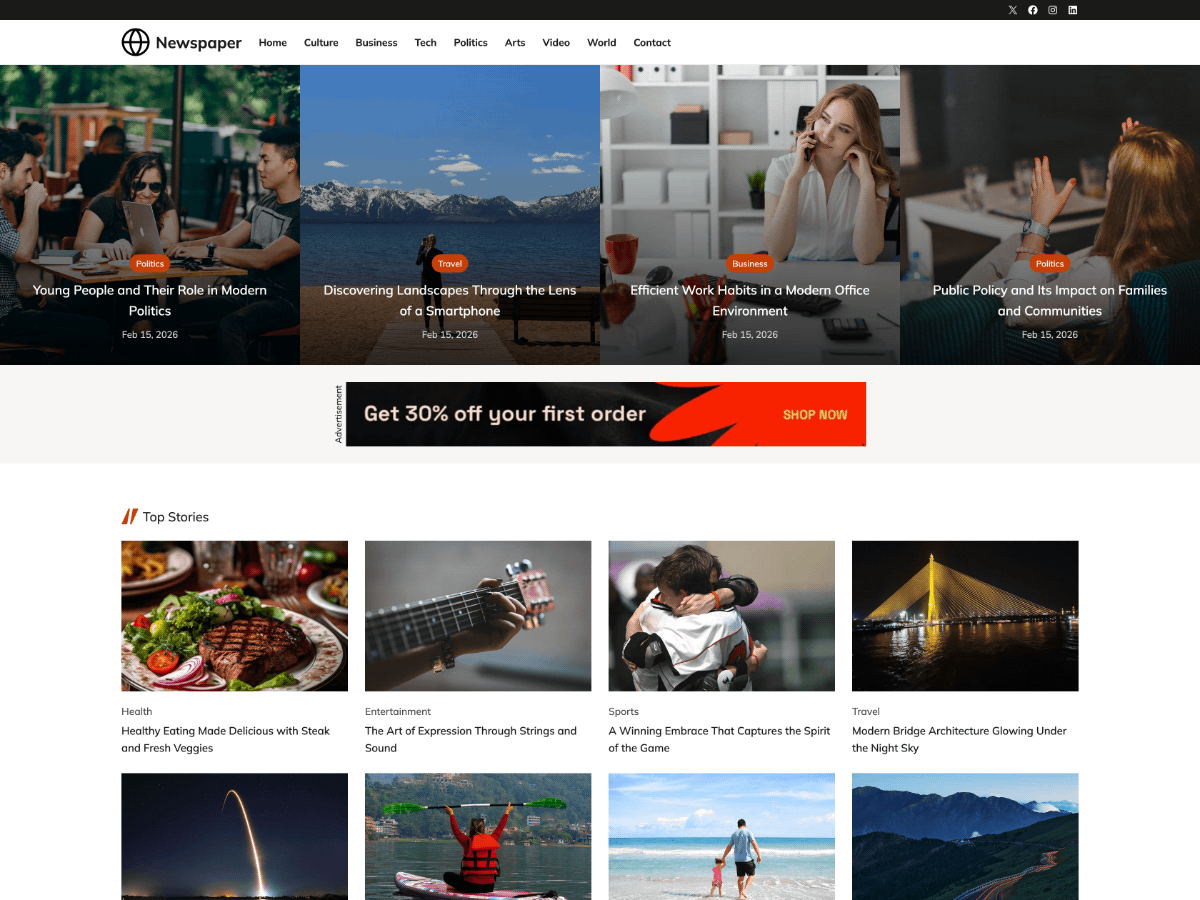 Newspaper FSE theme screenshot