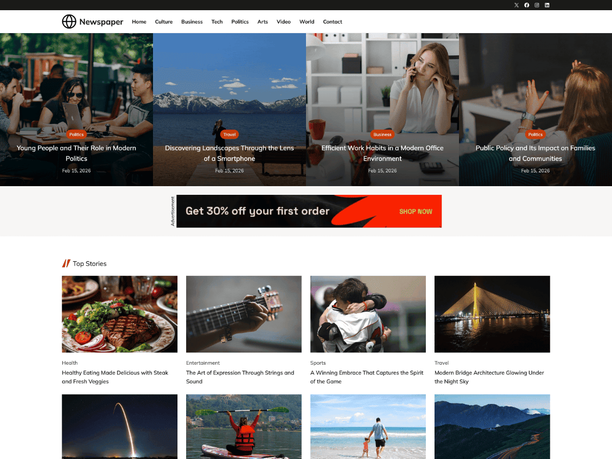 Newspaper FSE theme screenshot