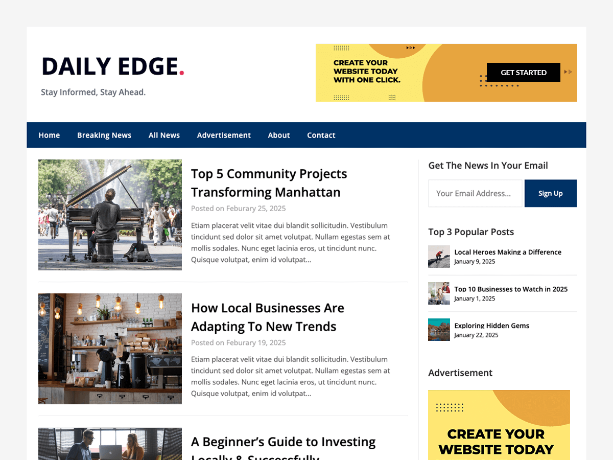 Newspaper Minimalistal theme screenshot