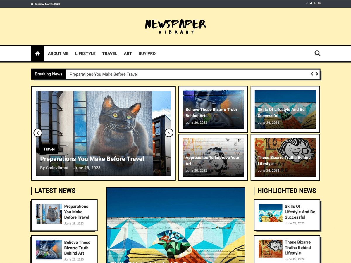 Newspaper Vibrant theme screenshot