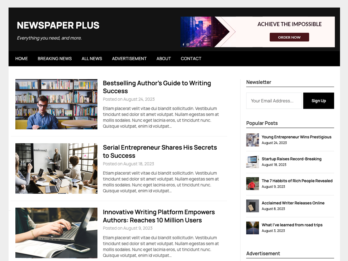Newspaperly Plus theme screenshot