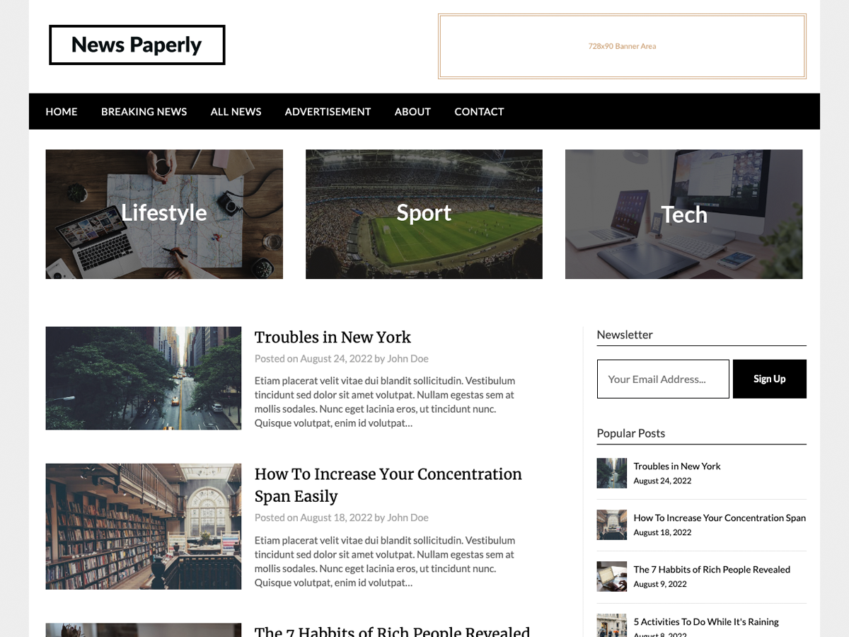NewsPaperly theme screenshot