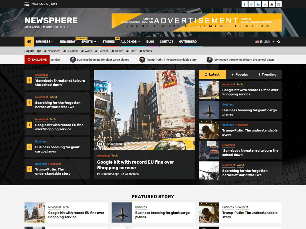 Newsphere theme screenshot