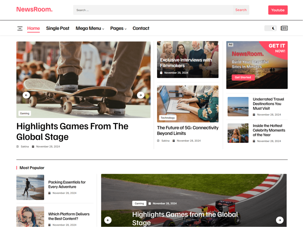 Newsroom Elementor theme screenshot