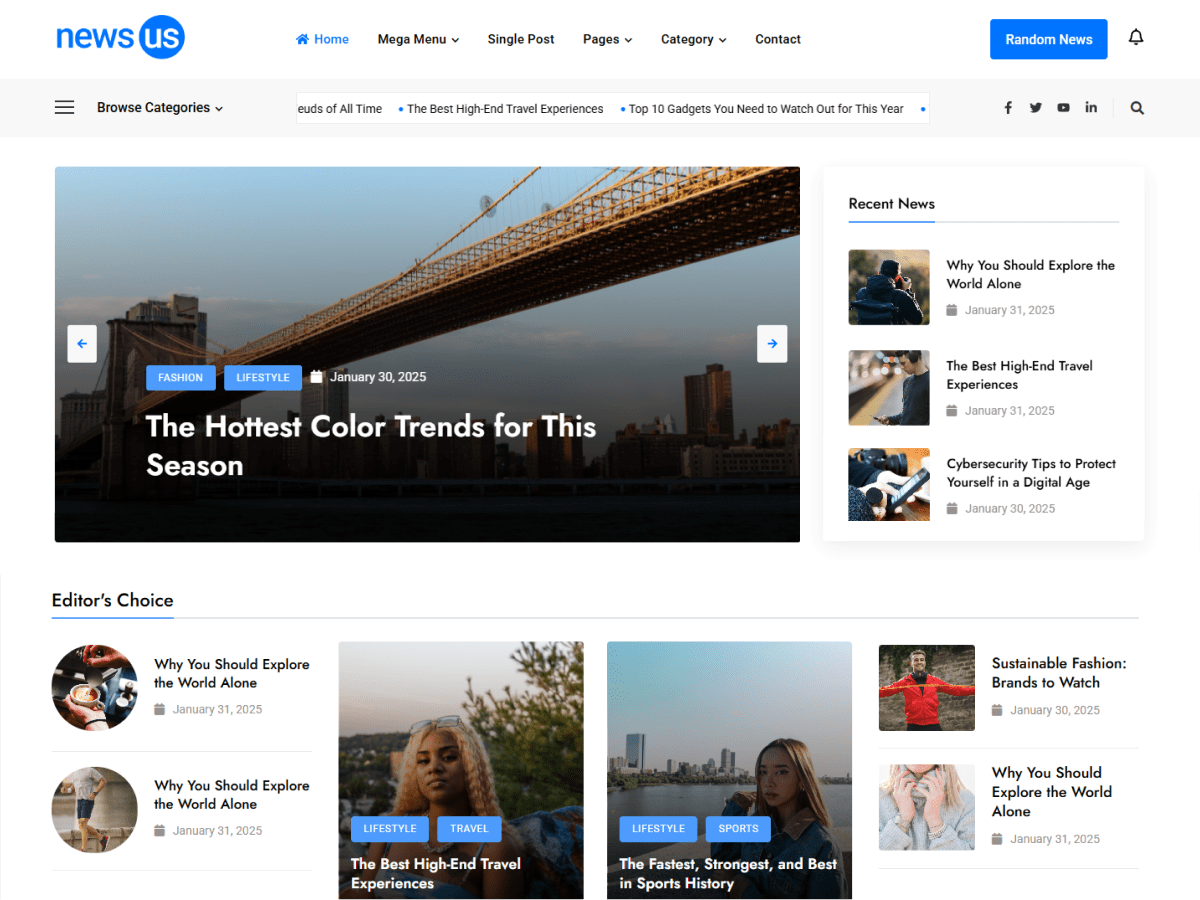 Newsus Elementor theme screenshot