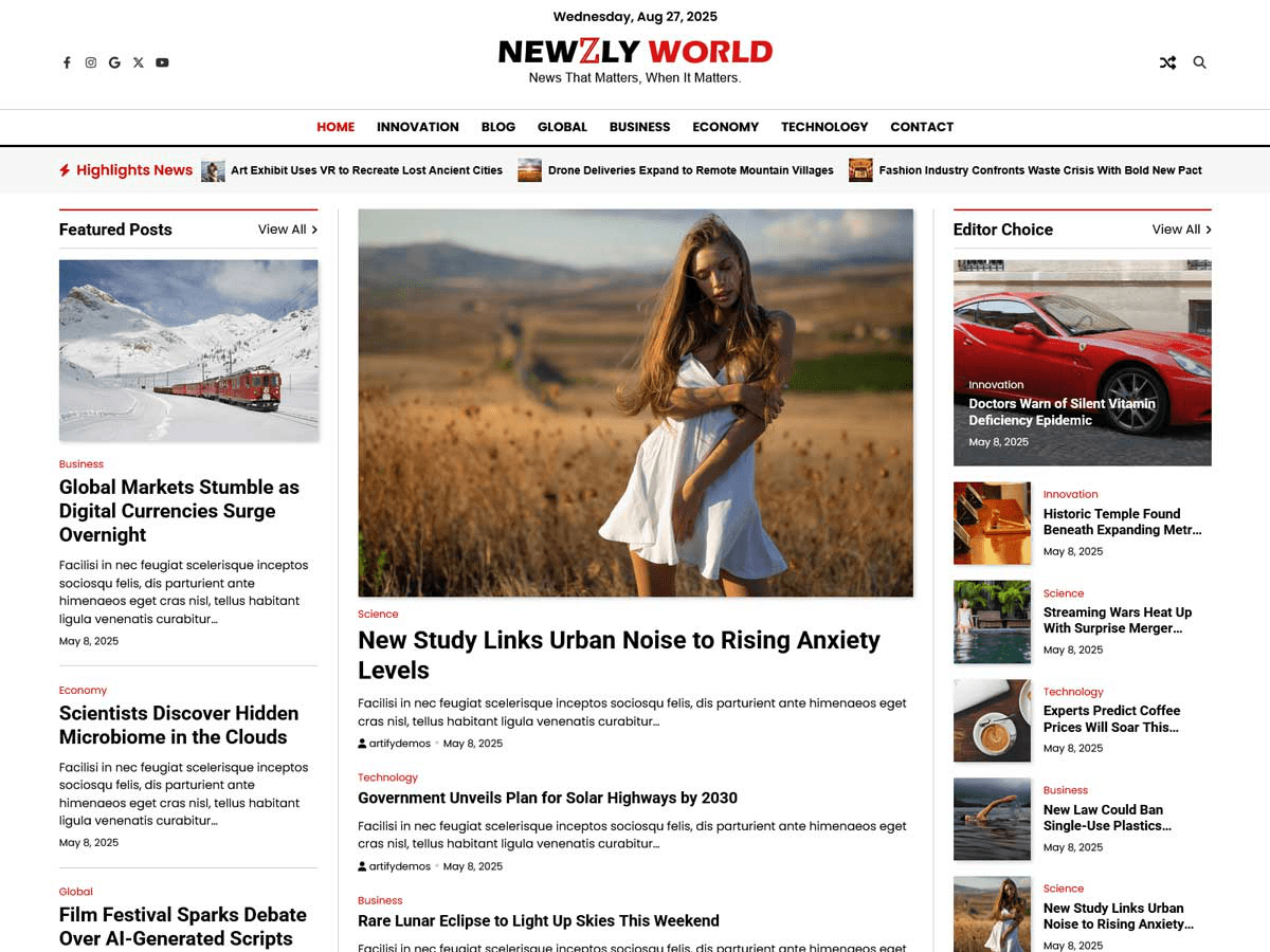 Newzly World theme screenshot