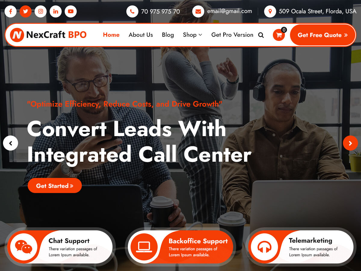 Nexcraft BPO theme screenshot