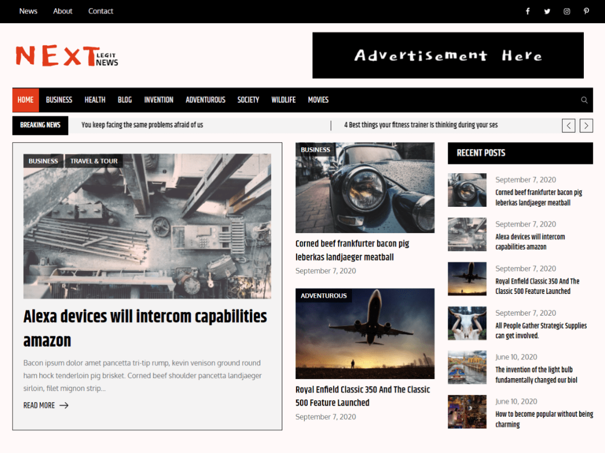 Next Legit News theme screenshot