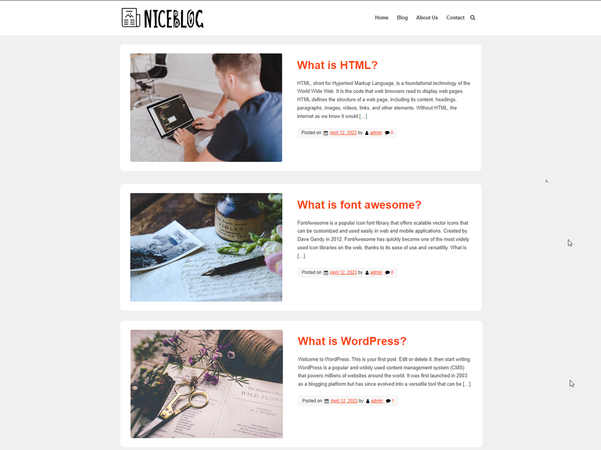NiceBlog theme screenshot
