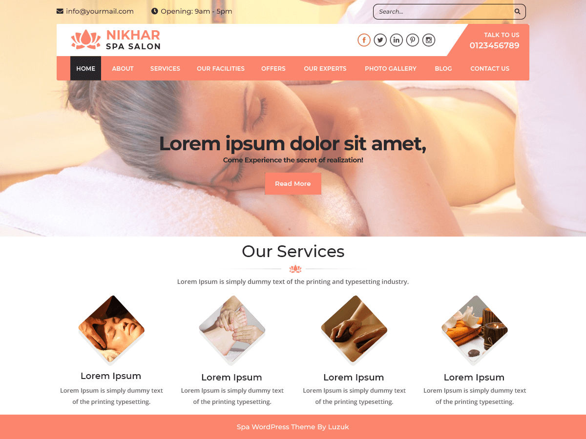 Nikhar Spa Salon theme screenshot