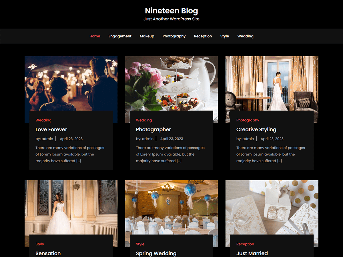 Nineteen Blog theme screenshot