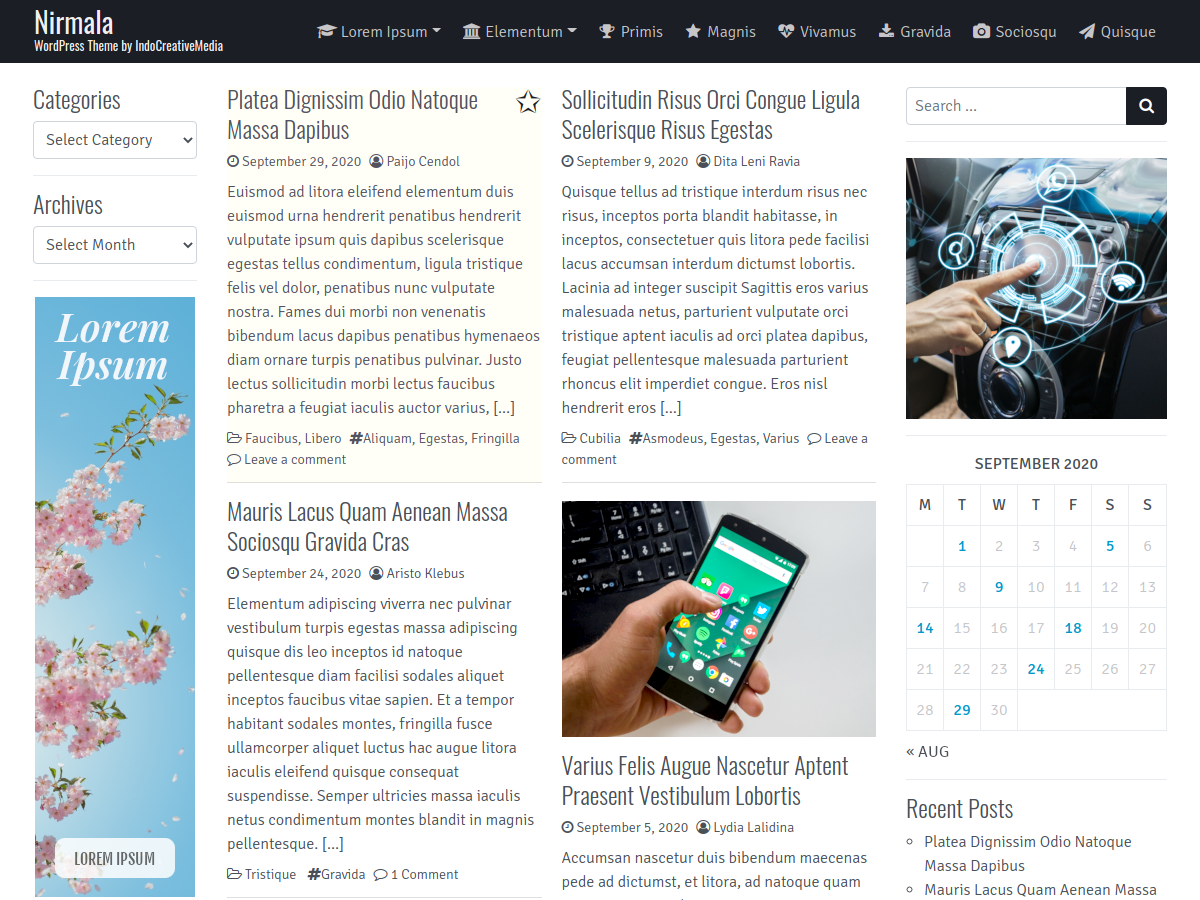 Nirmala theme screenshot