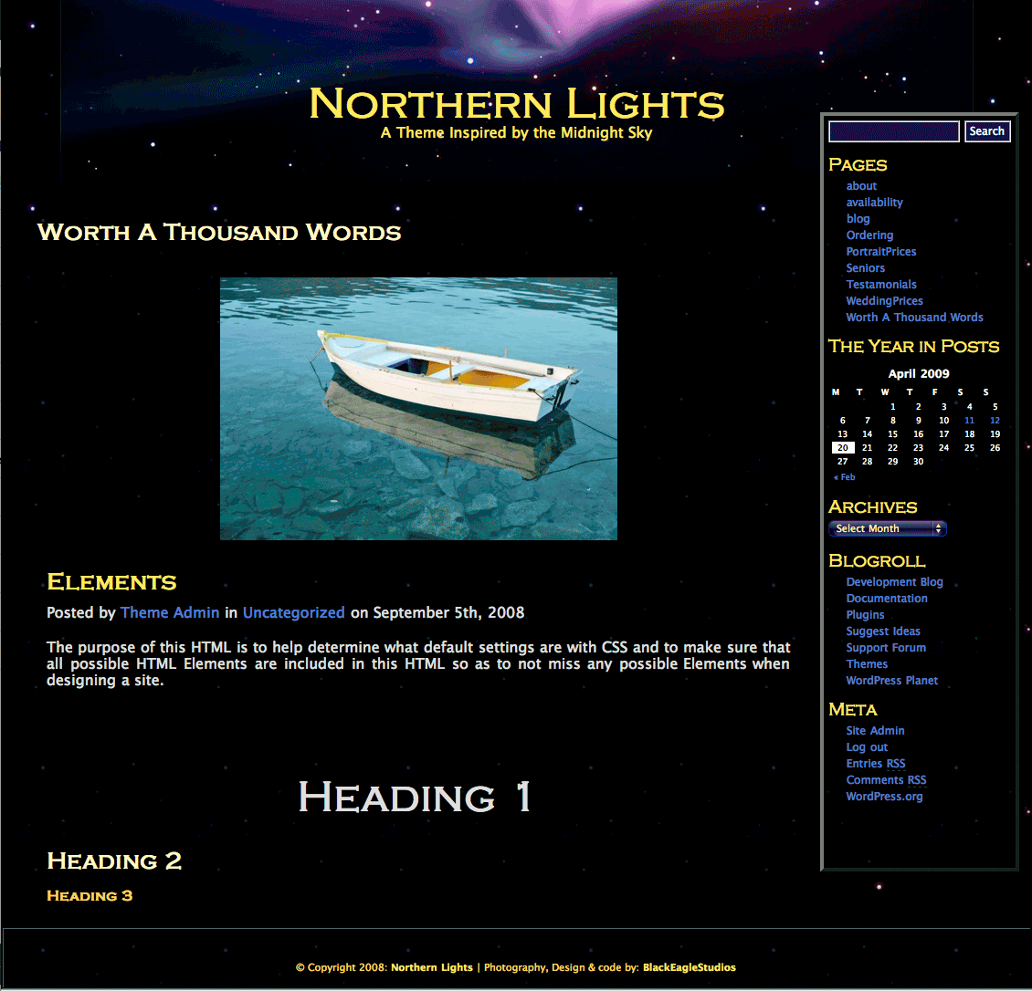 Northern Lights theme screenshot