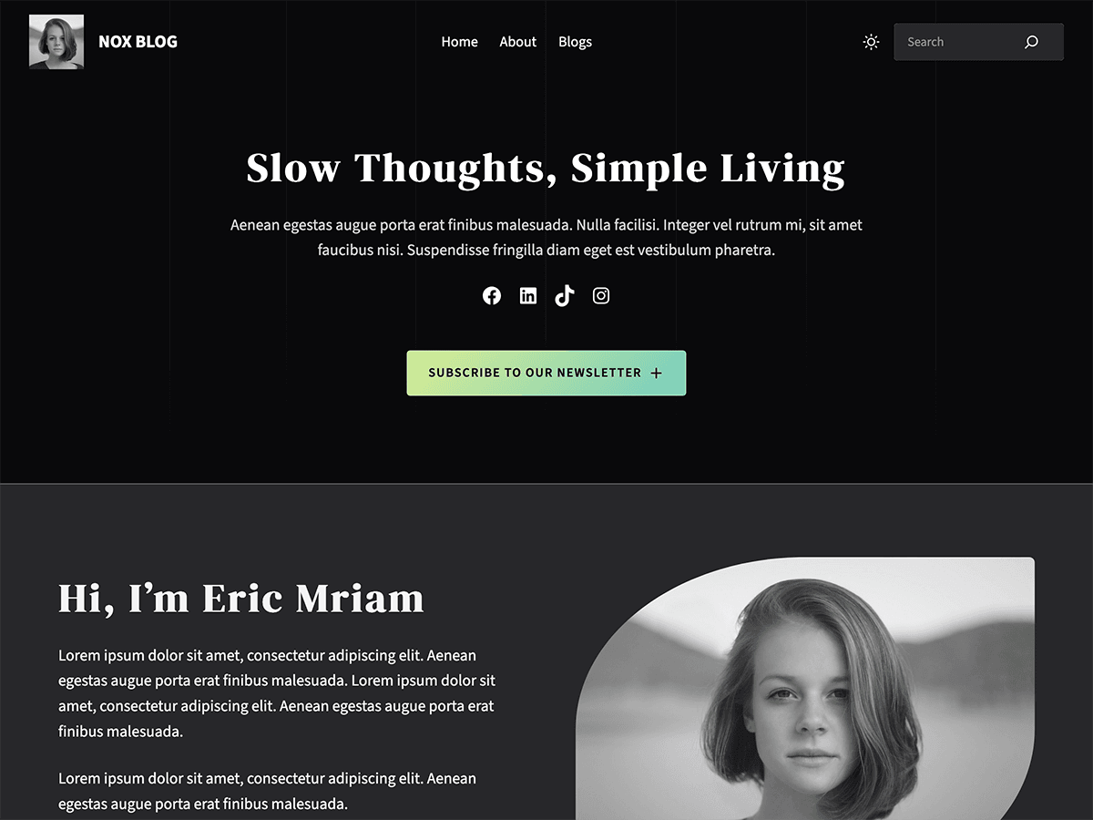 Nox Blog theme screenshot