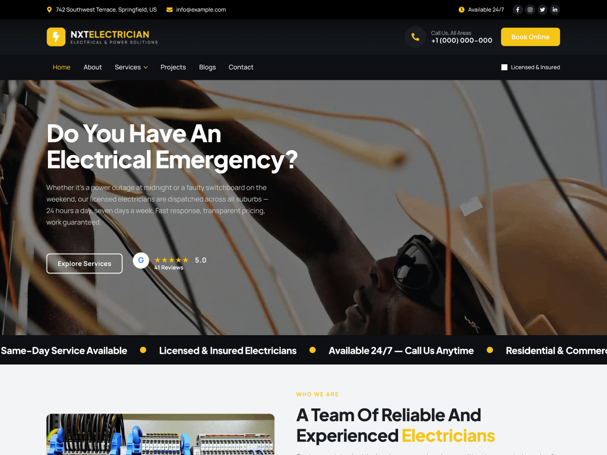 NXT Electrician theme screenshot