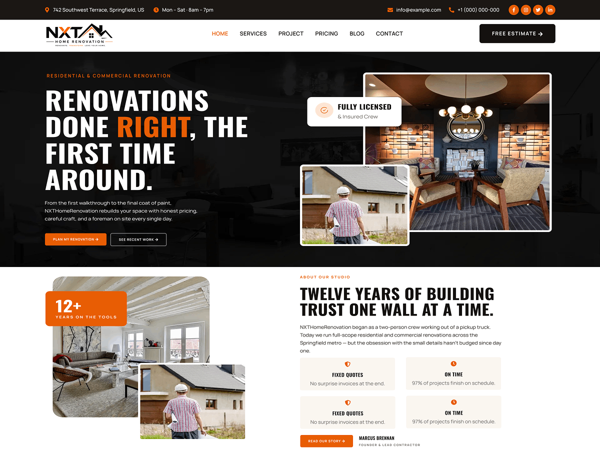NXT Home Renovation theme screenshot