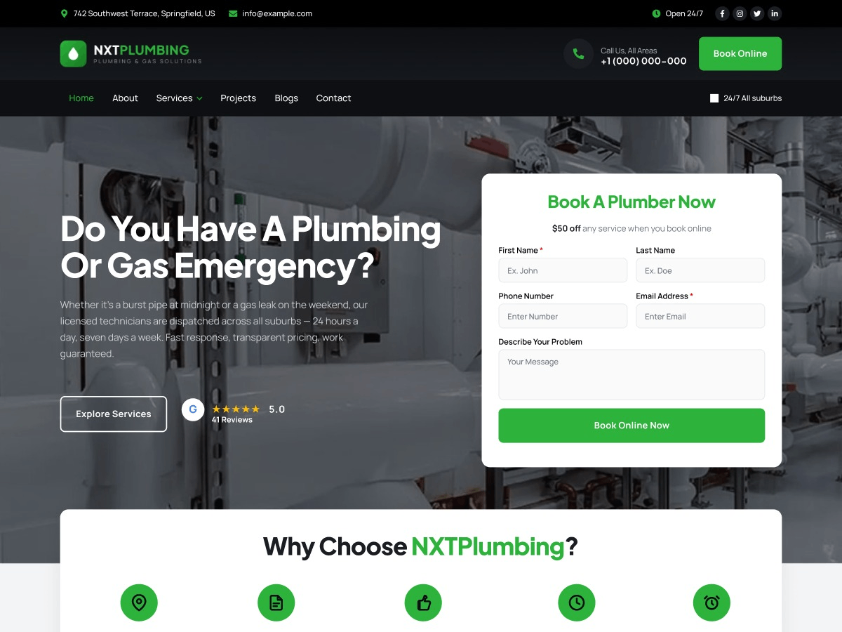 NXT Plumbing theme screenshot
