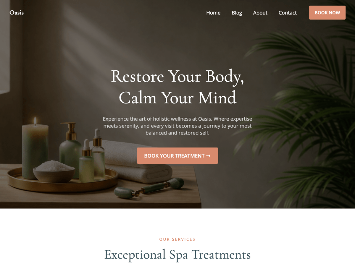 Oasis Wellness and Spa theme screenshot