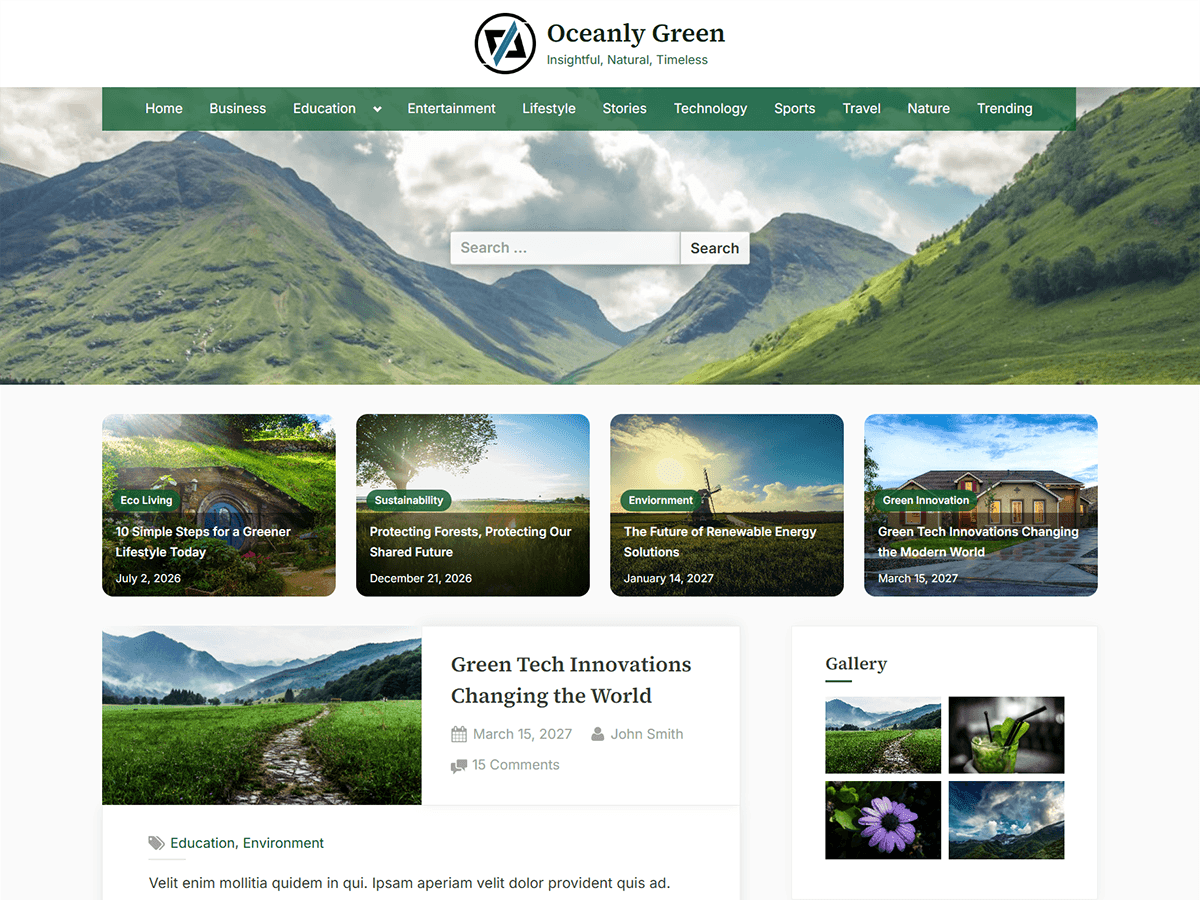 Oceanly Green theme screenshot