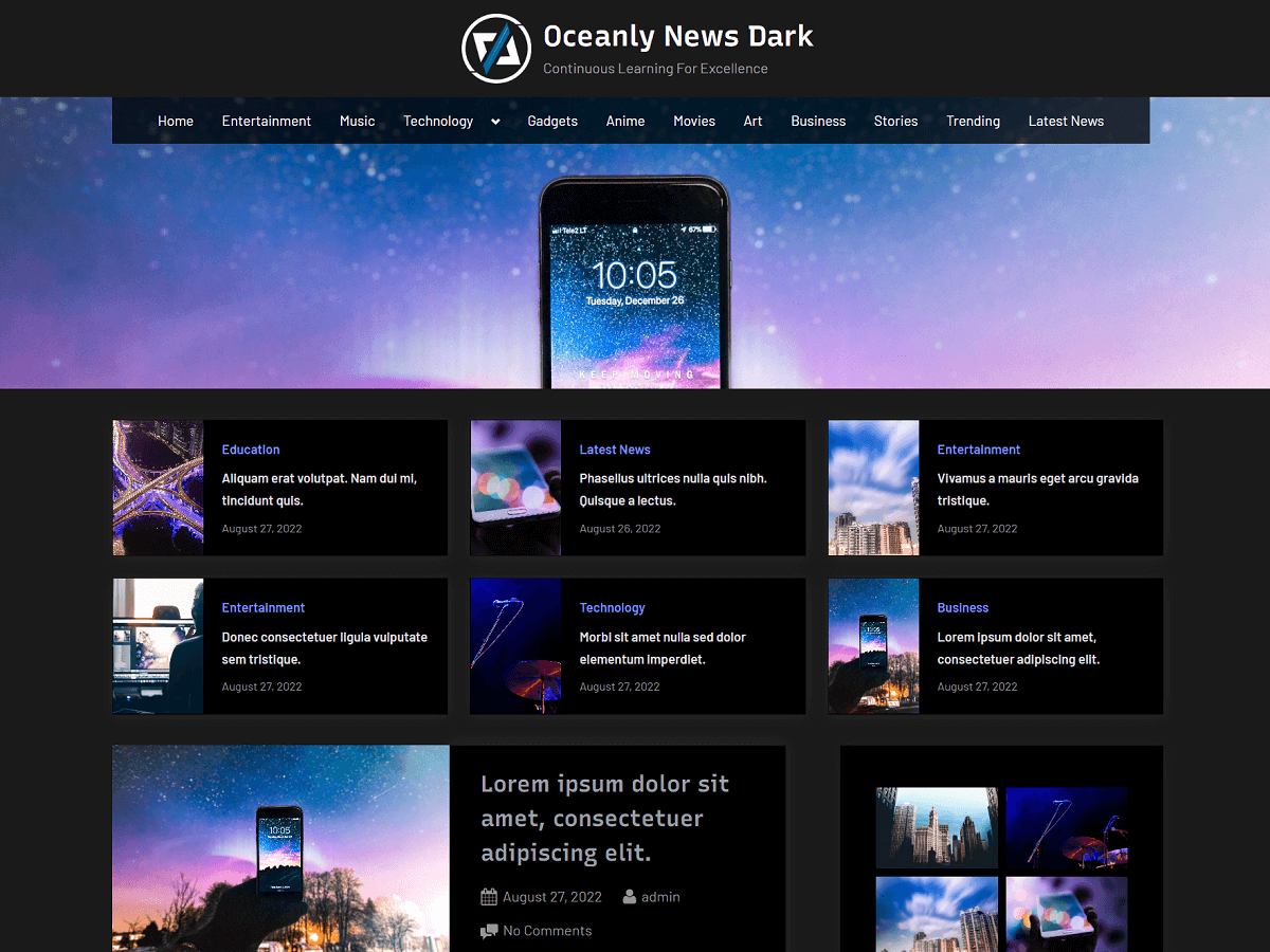 Oceanly News Dark theme screenshot