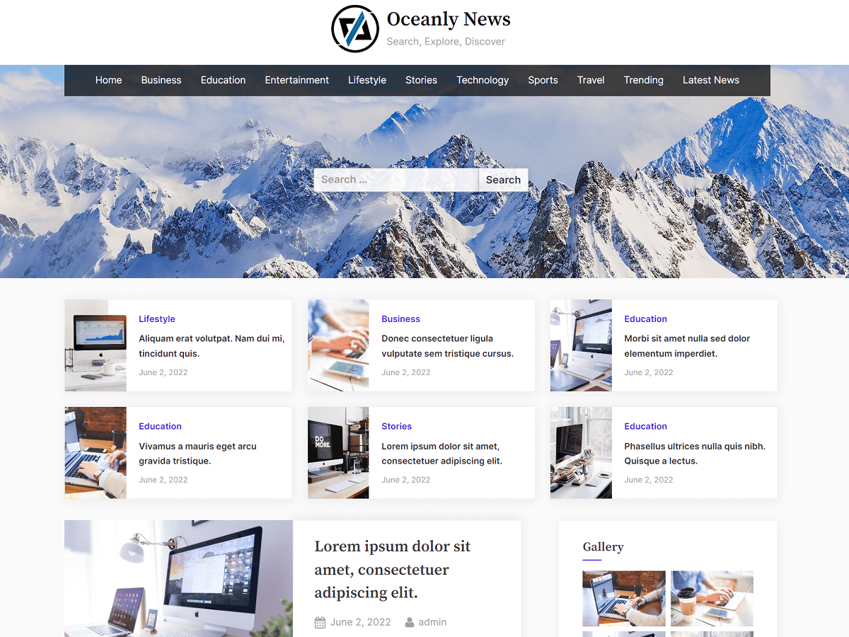 Oceanly News theme screenshot