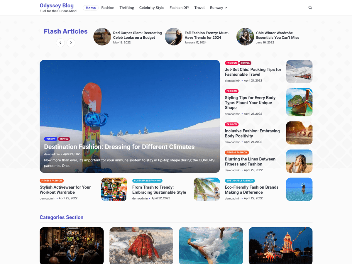 Odyssey Blog theme screenshot