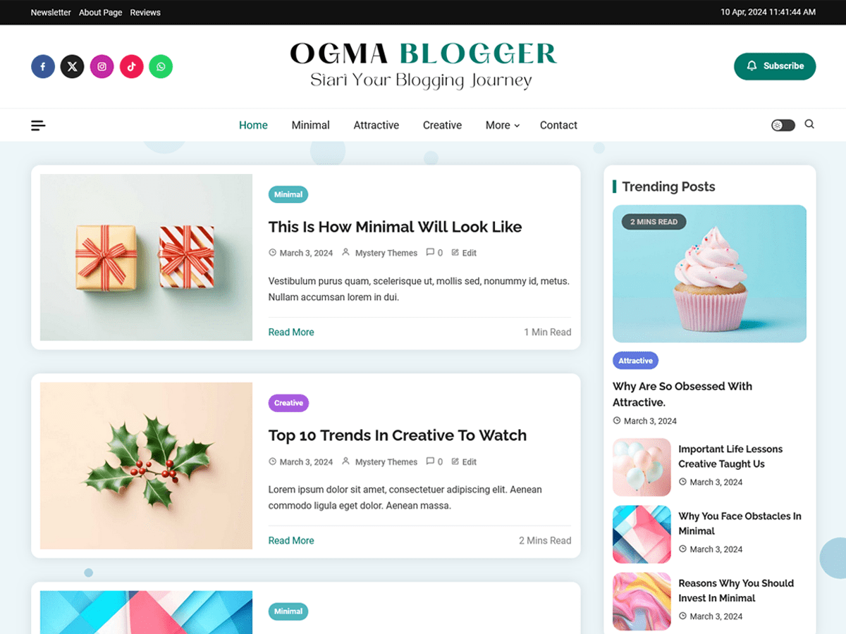 Ogma Blogger theme screenshot