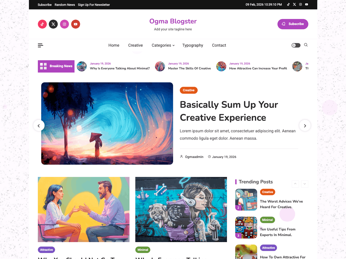 Ogma Blogster theme screenshot