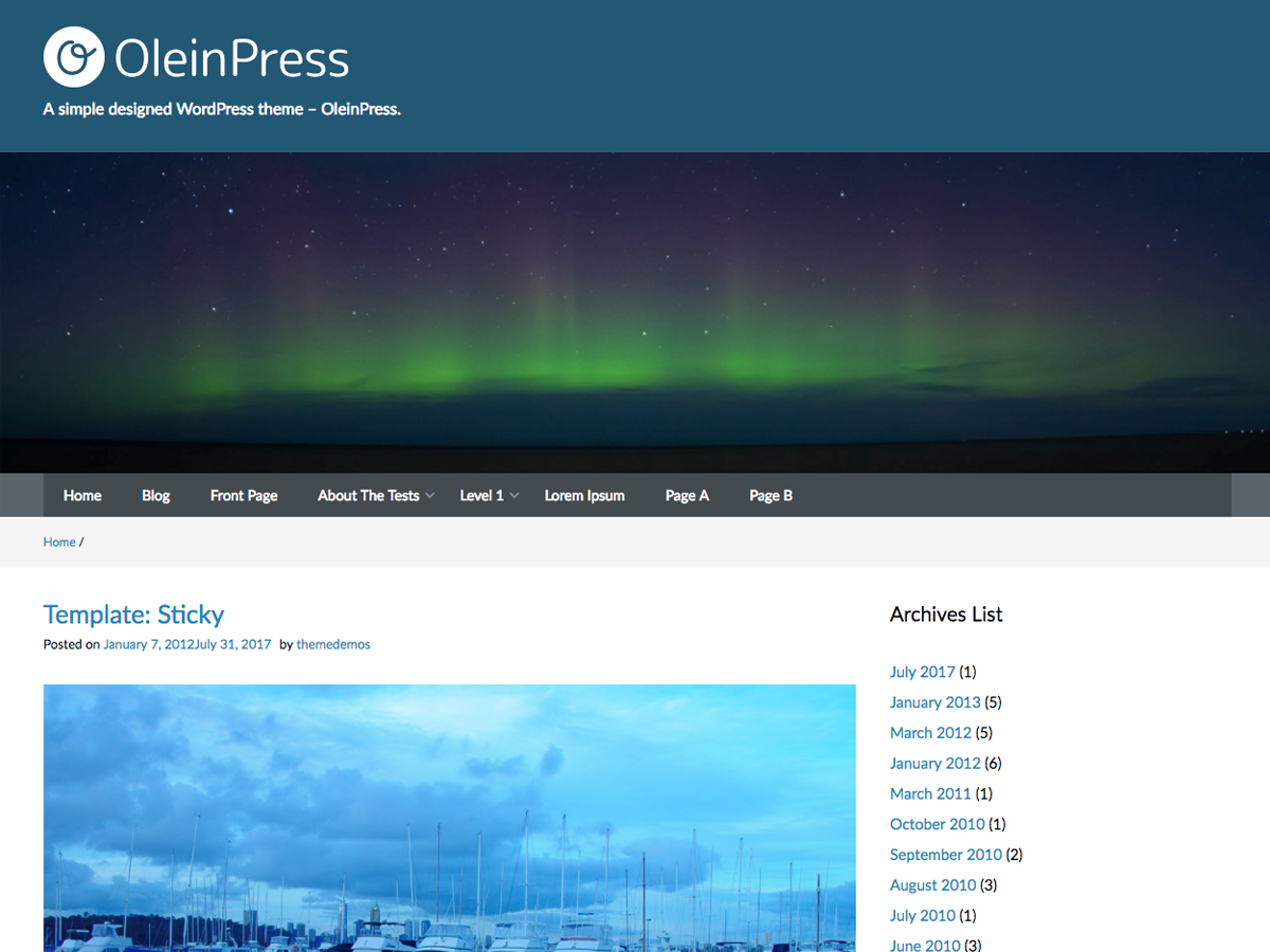 OleinPress theme screenshot