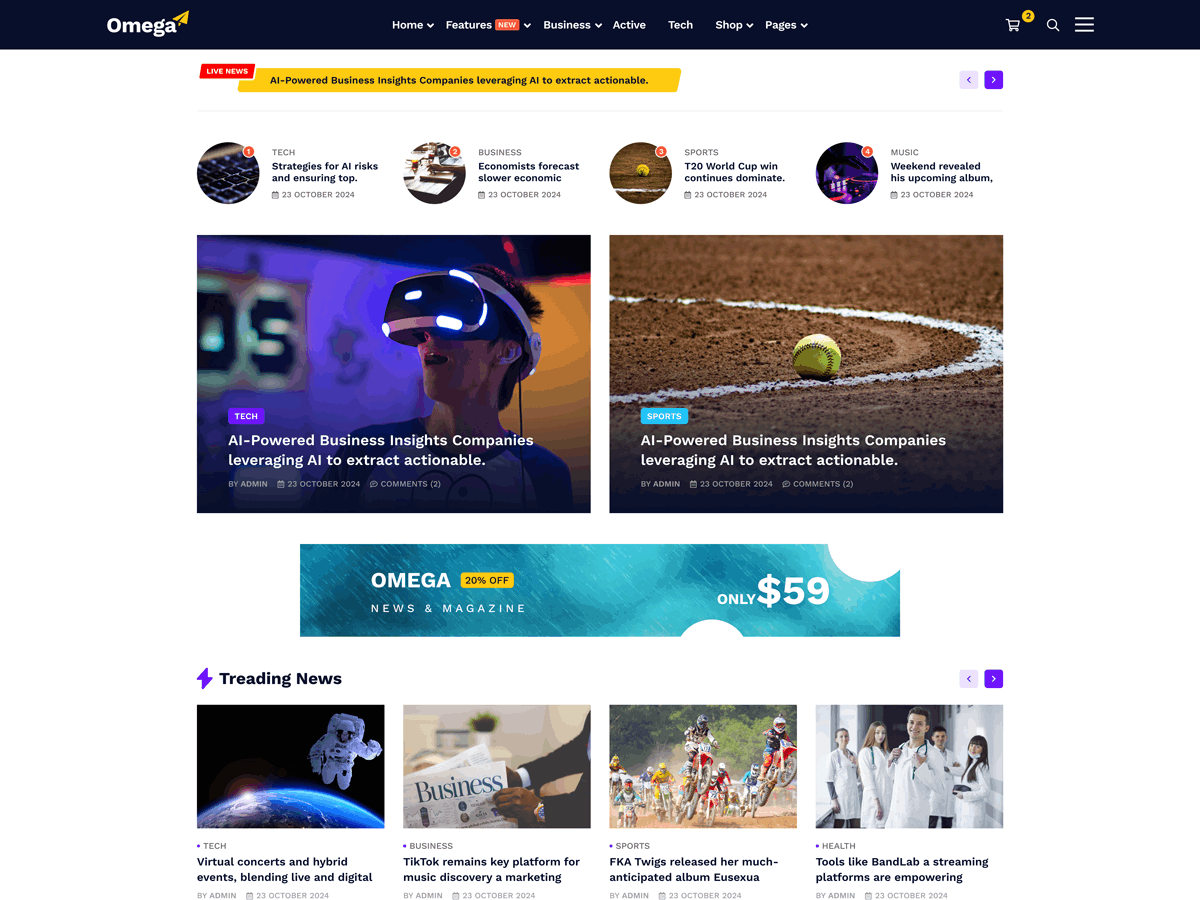 Omega News theme screenshot