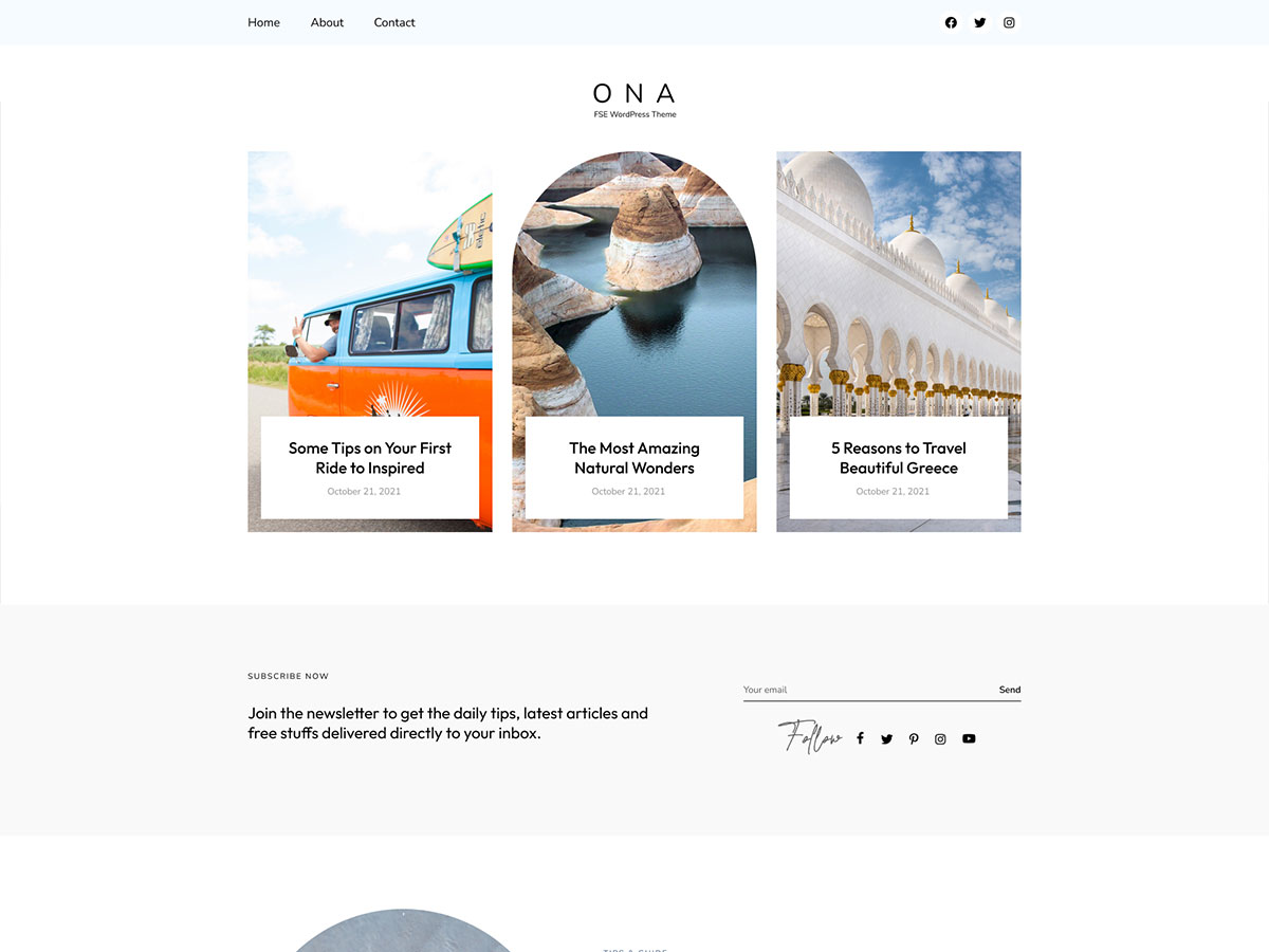 Ona Travel theme screenshot
