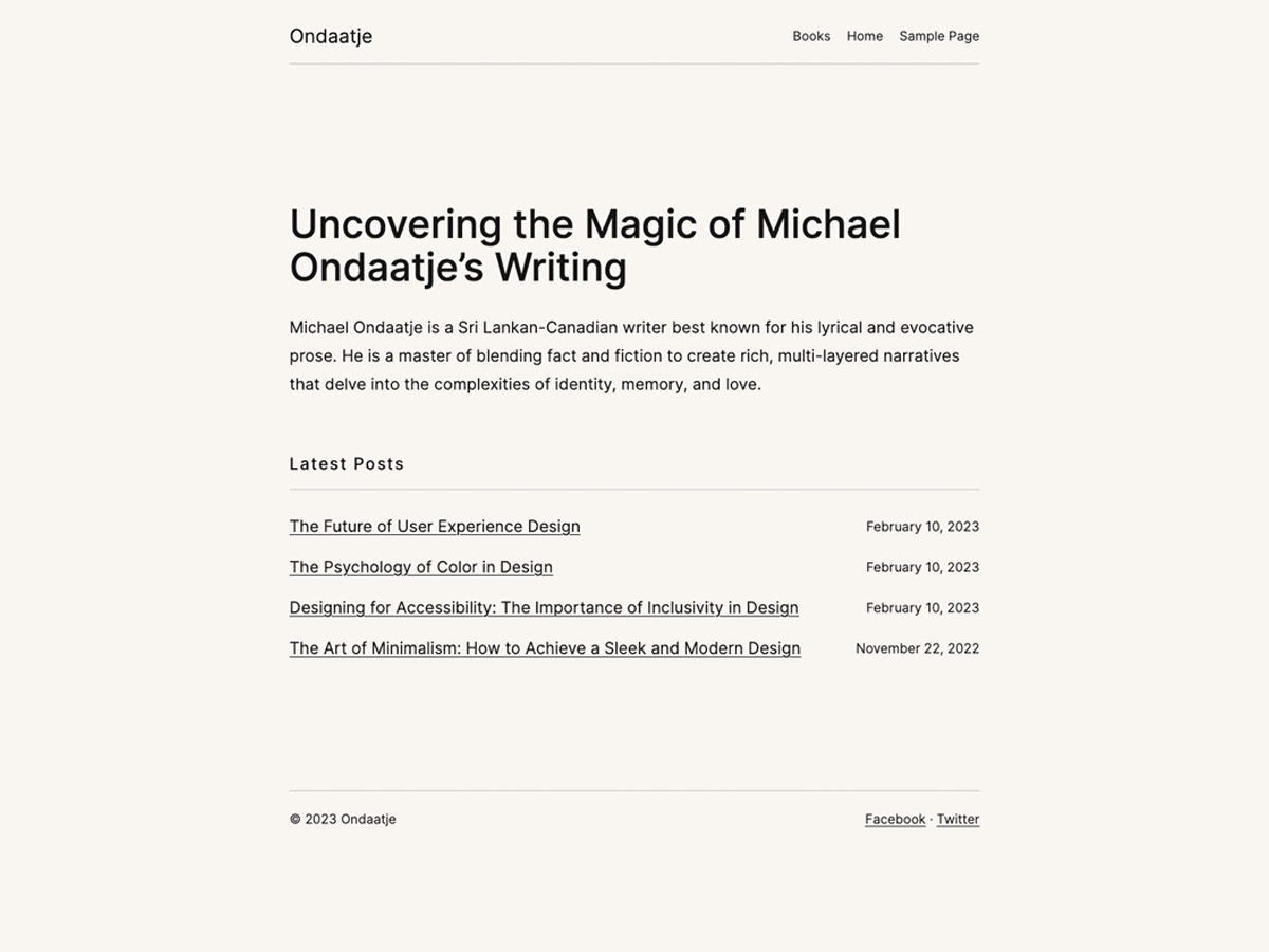 Ondaatje theme screenshot