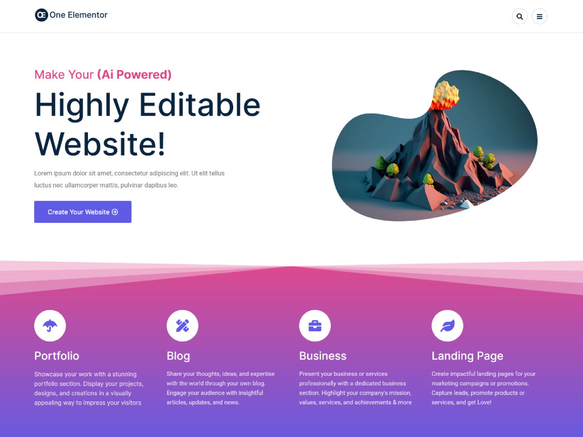 One Elementor theme screenshot