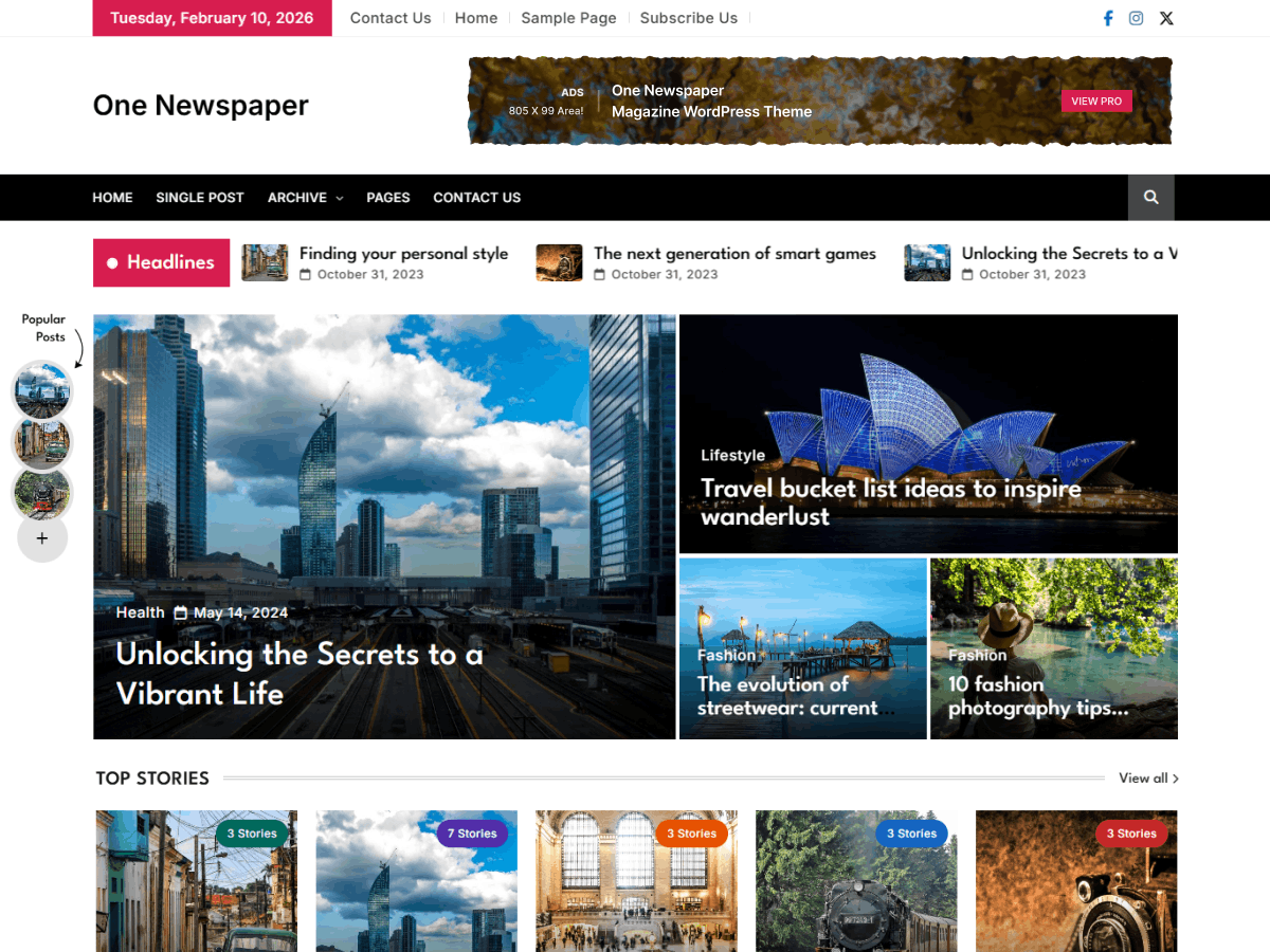 One Newspaper theme screenshot