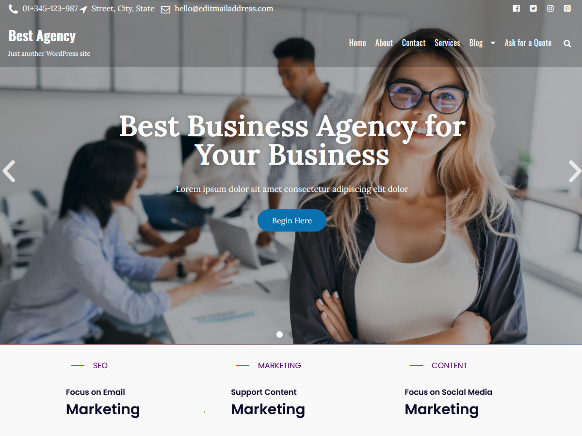 One Page Business theme screenshot