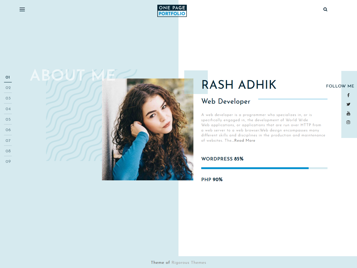 One Page Portfolio theme screenshot